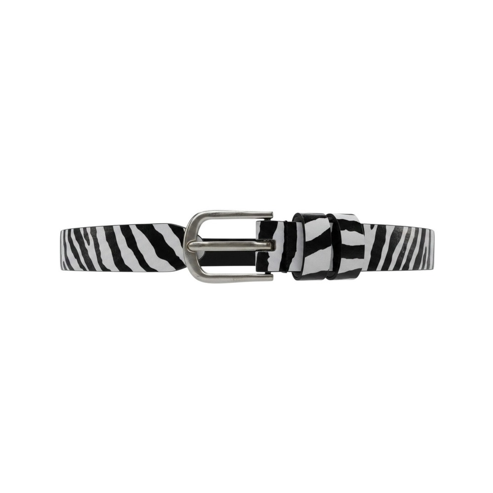Claire's Skinny Belt Womens XL Black White New Zebra Print Animal Silver Buckle